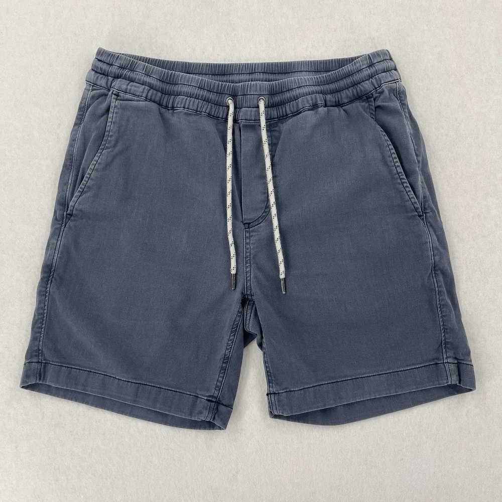 Faherty Essential Drawstring Shorts Mens S Navy Chino Preppy Linen Blend